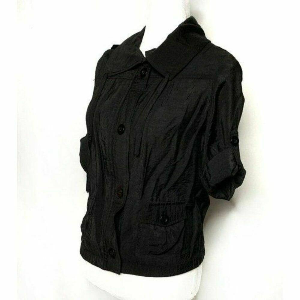 Basic Edge Clothing Black Utility Cropped Jacket … - image 4